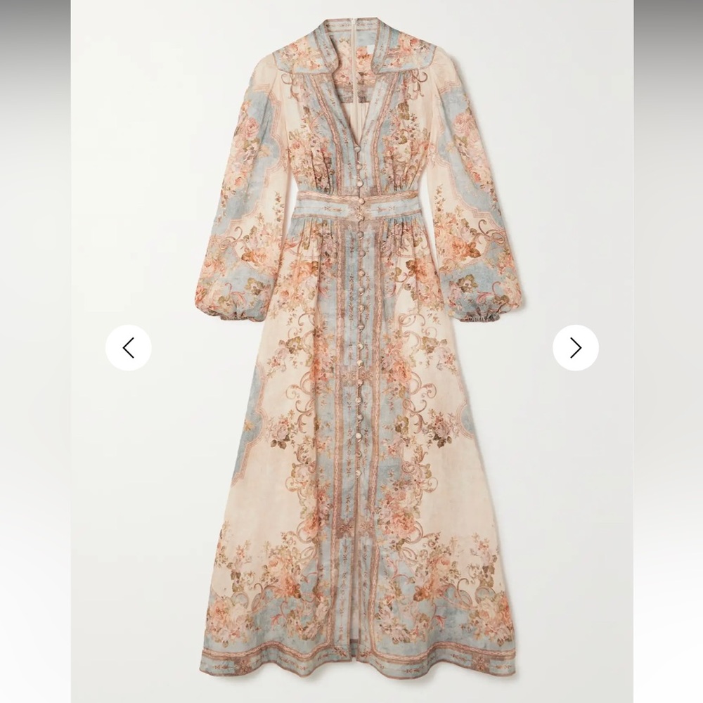 Zimmermann August floral-print linen midi dress - worn once